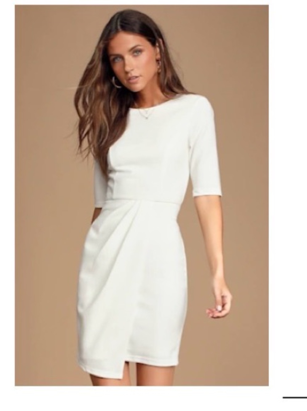 Lulu's White Short Sleeve Sheath Dress